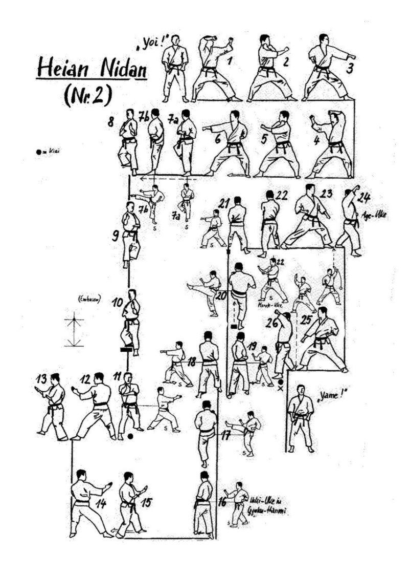 immagini dei movimenti del kata heian nidan