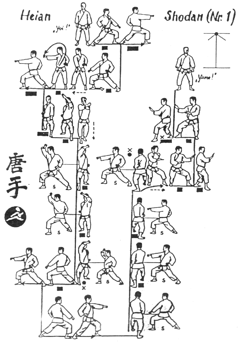 immagini dei movimenti del kata heian shodan