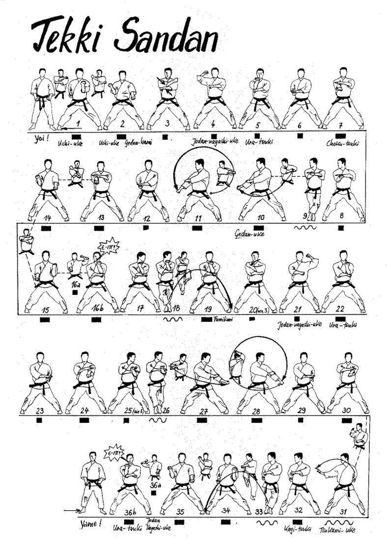 immagini dei movimenti del kata tekki sandan